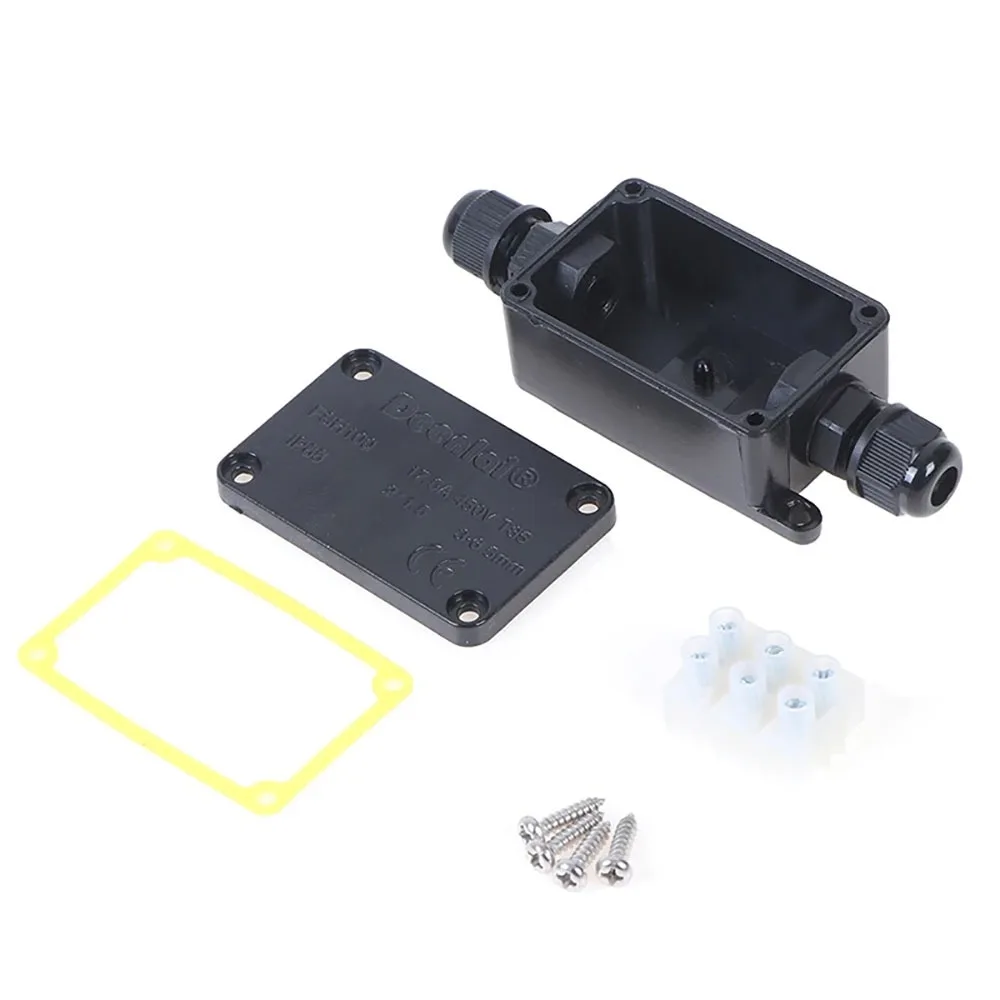 1Pcs With Terminal Waterproof Junction Box 450V IP66 Electrical Cable Wire Connector 2 Way Plastic Cable Wire Case