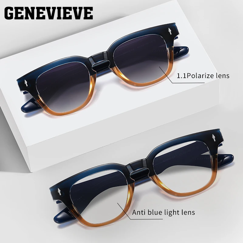 GENEVIVE-Óculos de sol polarizados fotocromos, óculos de prescrição personalizáveis, luz geométrica anti-azul, moda simples, S31110