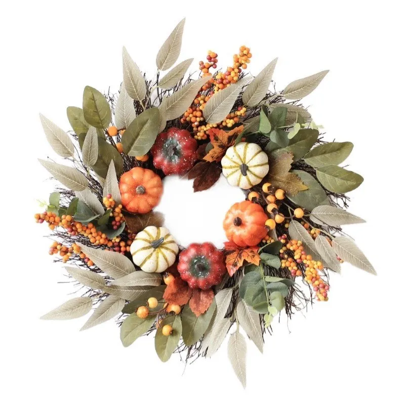 

D (2015) Трансграничный Осенний Ягодный Венок Моделирование Тыквы Сосна Фрукты Кленовый Лист Венок Трансграничная Домашняя Дверь H