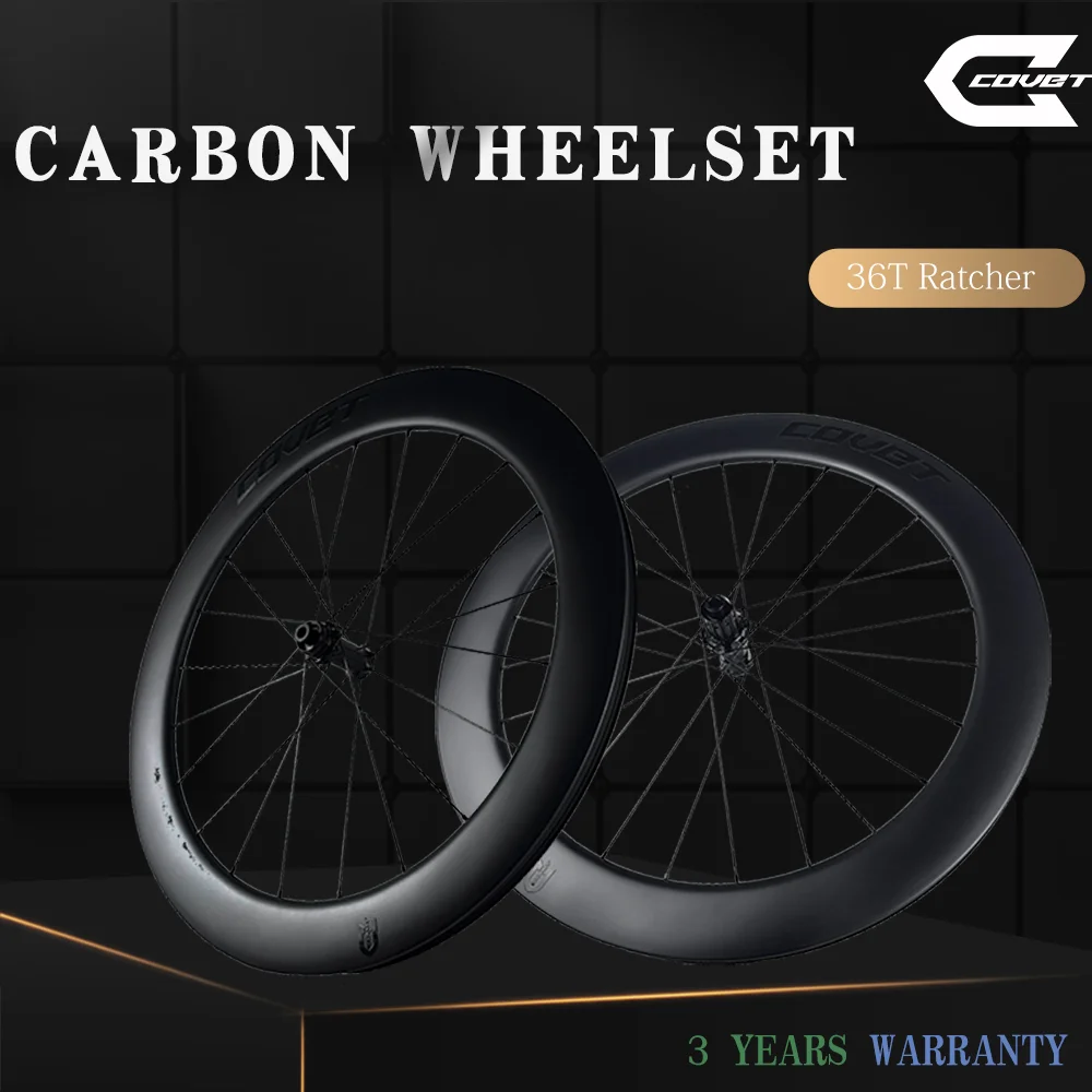 COVET New Carbon Wheelset 700C Tubeless Disc Brake Wheels  Ratchet 36T for HG/XDR Bike Wheels Rim Pillar 1423 Center-Lock