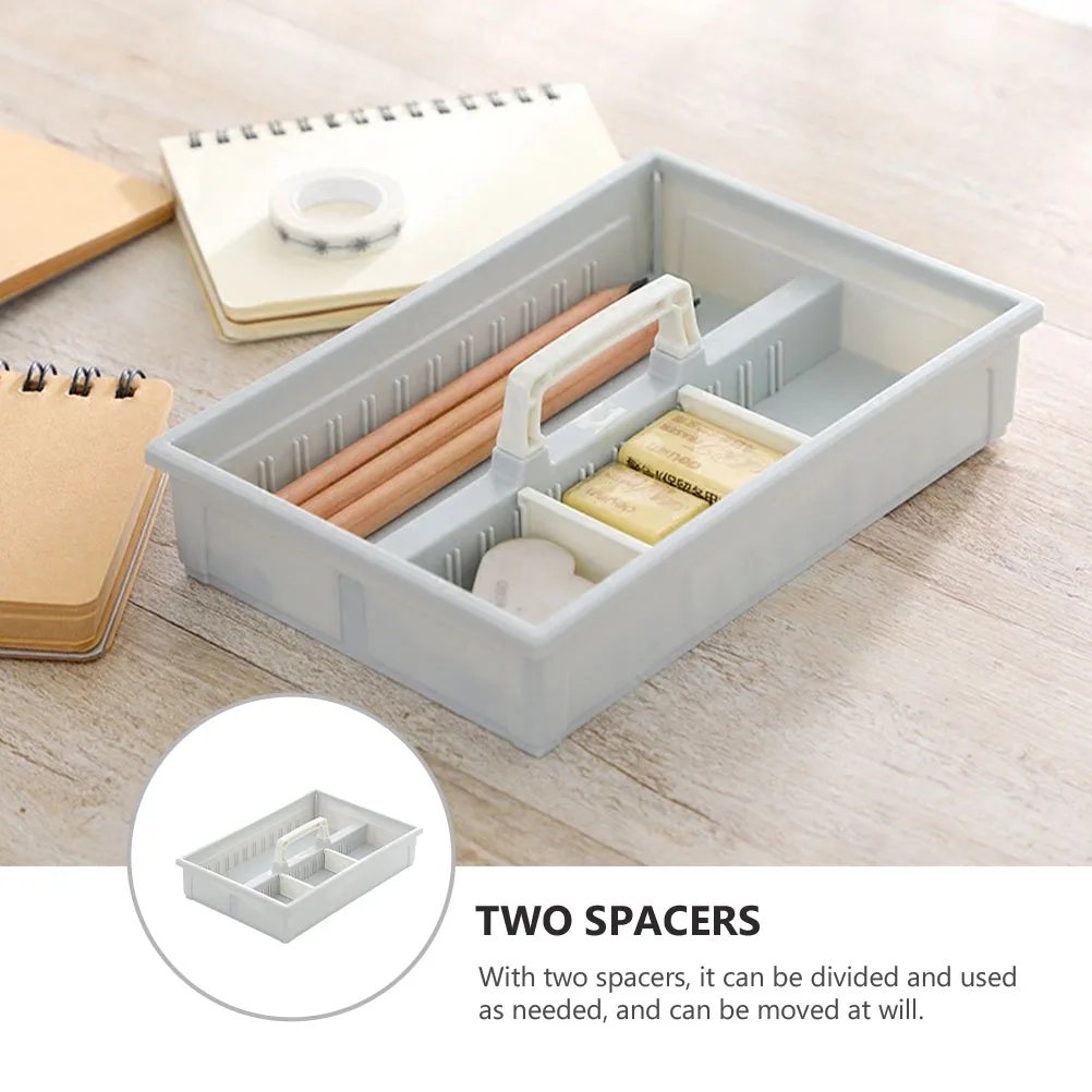1pc Desktop Storage Box Foldable With Handle Stackable Compartments Adjustable Dividers Multi-Grid Organizer For Office Desk