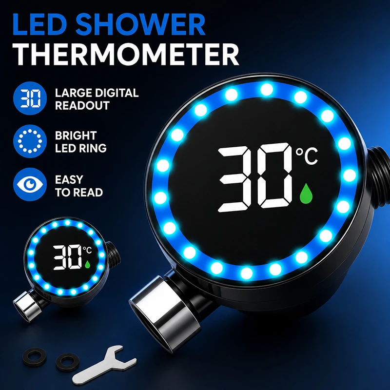 Digital Water Temp Meter Faucet Mount LED Fast Reading Thermometer Kids Bath Water Temperature Monitor Bathroom Kitchen Fixture