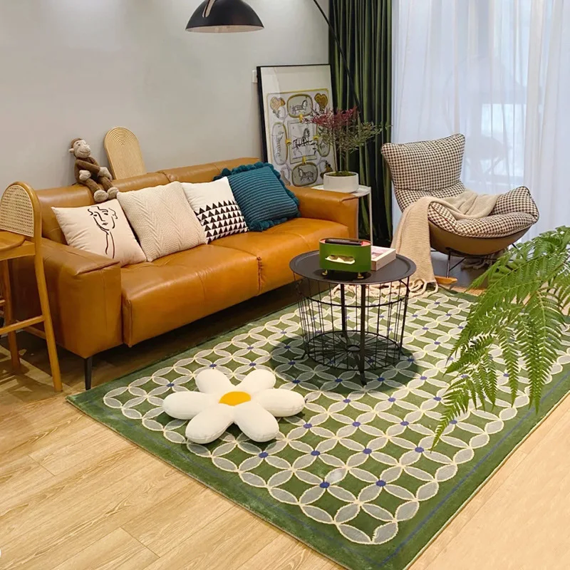 Modern Home Green Carpet Nordic Bedroom Bedside Cloakroom Carpet Living Room Sofa Coffee Table Carpet Bedroom Decor POD