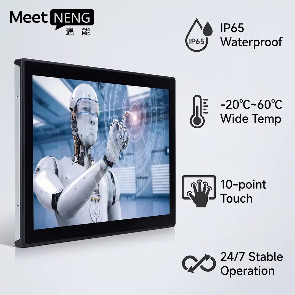 IP65 Waterproof Industrial Touch Panel Monitor 15 Inch VESA Wall Mounted LCD Display 1024x768 350nits Capacitive Touch HDMI WiFi