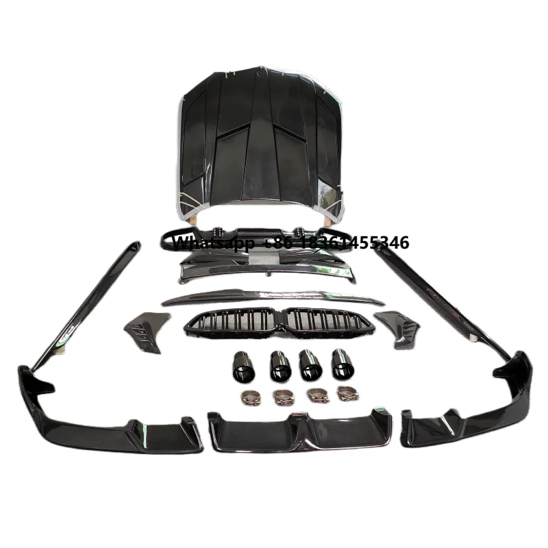 

X6M F96 LD Style True Carbon Fiber Front Lip and Rear Diffuser Side Skirts Rear Spoiler Tail Nozzle Body Kit