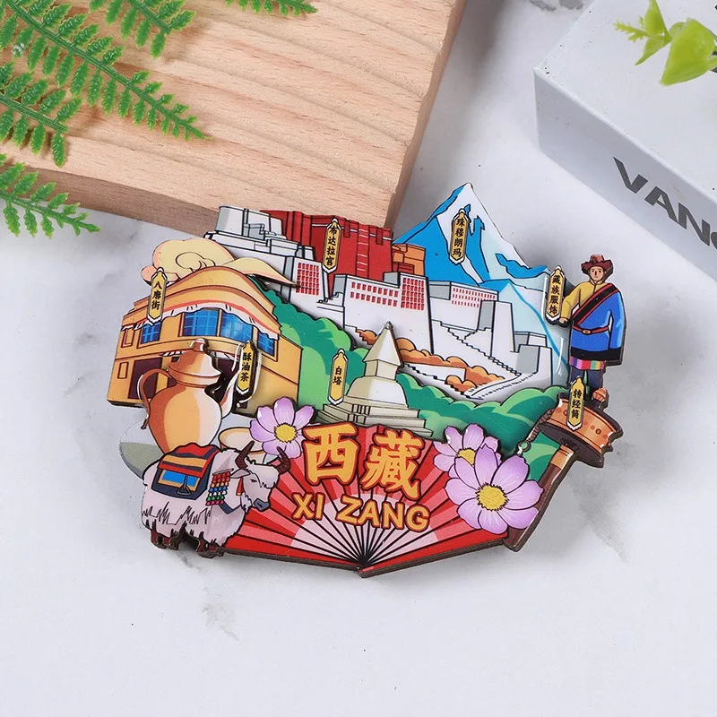 Xizang Magnet Fridge Wooden Refrigerator Sticker China Tourism Souvenir Gift for Home Decor