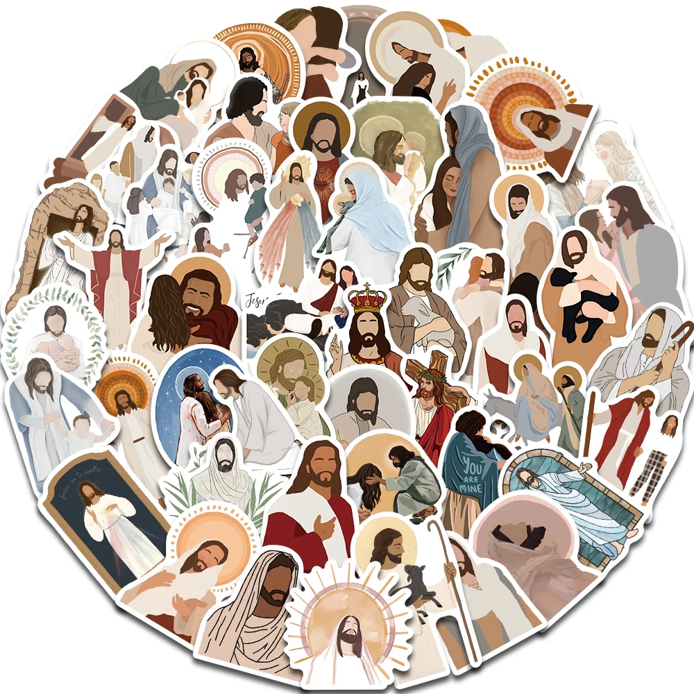 52PCS Jesus Stickers Scrapbooking Collage Material Easter Commemorative Sticker Phone Cases Laptop Water Cups Waterproof Sticker