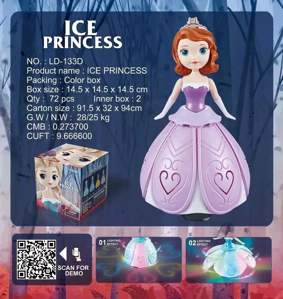 Disney Frozen Elsa Królewna Śnieżka Anna Księżniczka Sofia Figurka taneczna Robot Świecąca zabawka muzyczna Zagraj w udawanie prezent urodzinowy