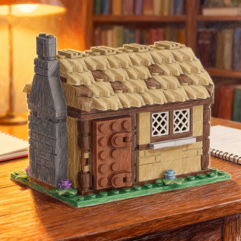 234ピース-moc-中世の家城モデル-組み立てブロック-diyギフト-クリエイティブコレクタブルディスプレイデコレーション-プレミアム-大人子供向けデスクトイ