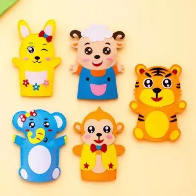 5 conjuntos diy kit de fantoches de mão criativo role play suprimentos para o jardim de infância classe de arte pai criança fantoches de mão material diy