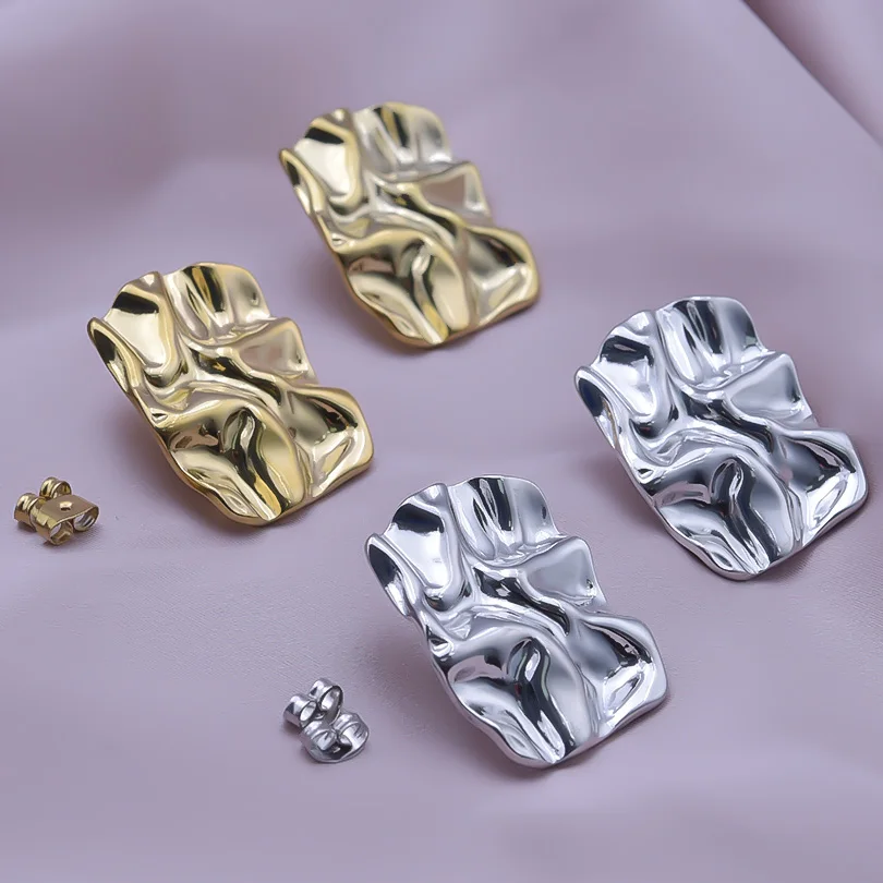 Metal Women\'s popular Fashion Geometric Square Ear Studs Stainless Steel Material Men Women Anniversary Versatile Earrings Gift