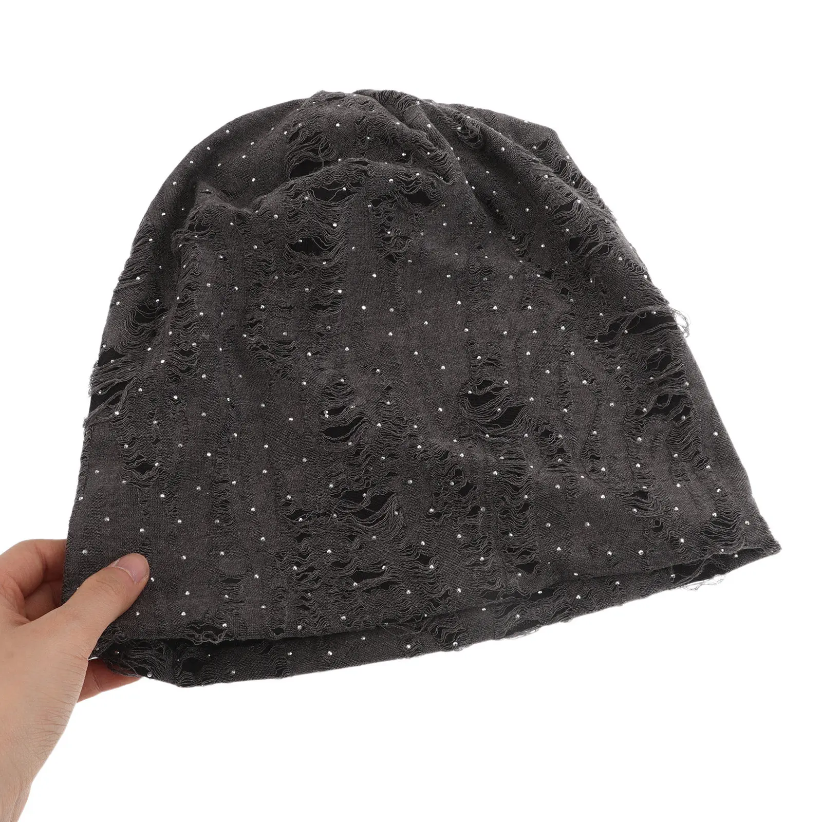 

Retro Rhinestone Beanie Men Women Loose Polyester Hat Spring Autumn Outdoor Fashion Cap