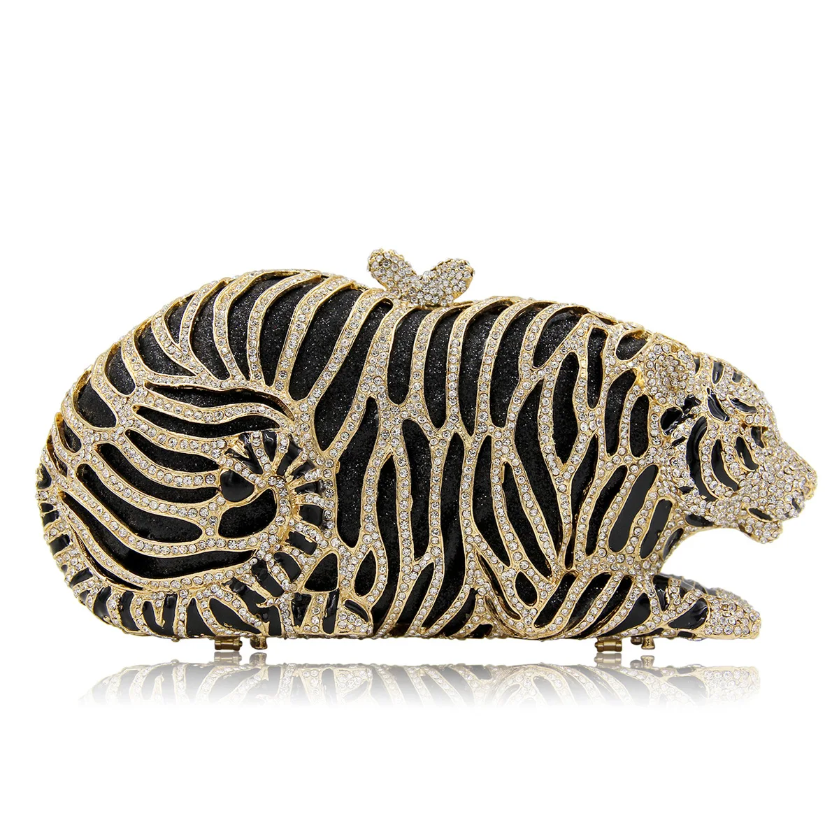 

2026Tiger Enamel Clutch Bag Metal Hollow Diamond Dinner Rhinestone Evening Handbag Wedding Niche Design Diamond-Studded Mini Bag
