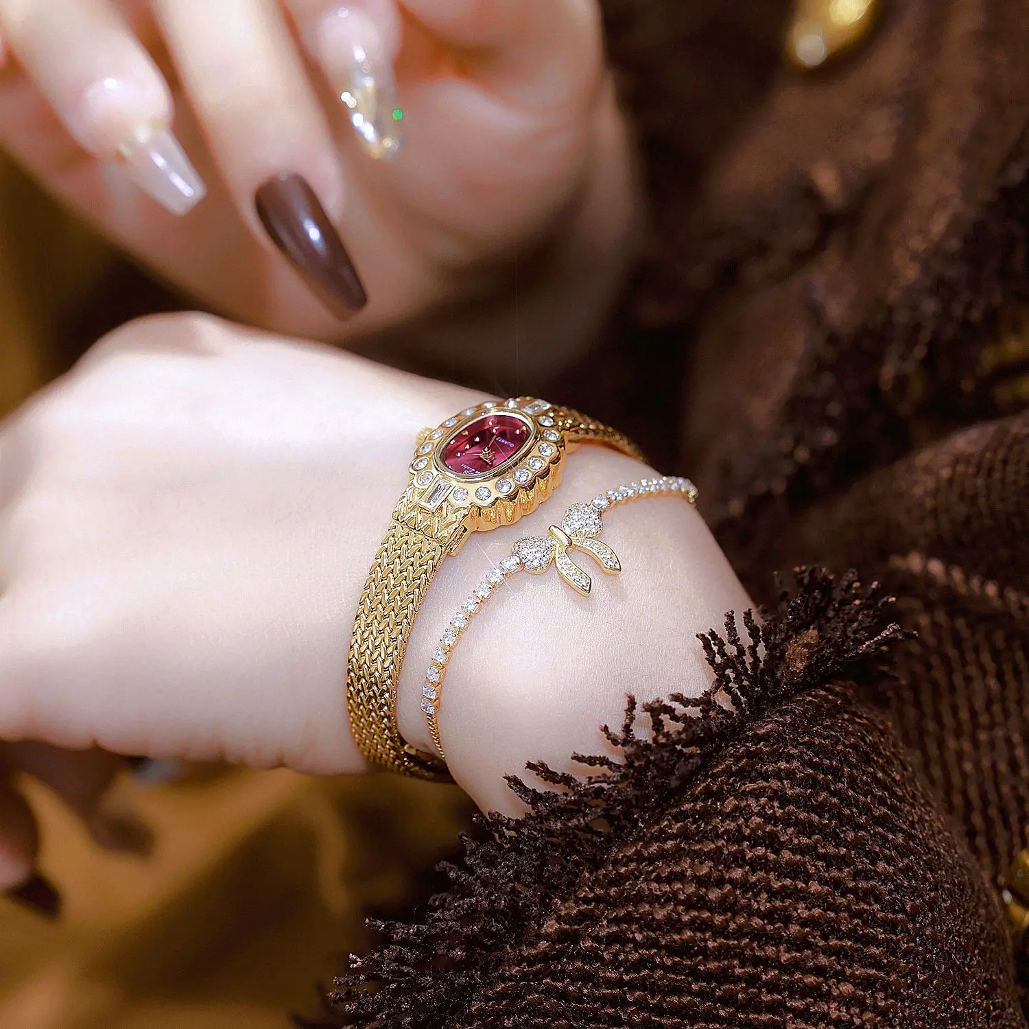 Элегантные модные женские часы, брендовые роскошные водонепроницаемые кварцевые часы с бриллиантовым циферблатом, подарок для подруги