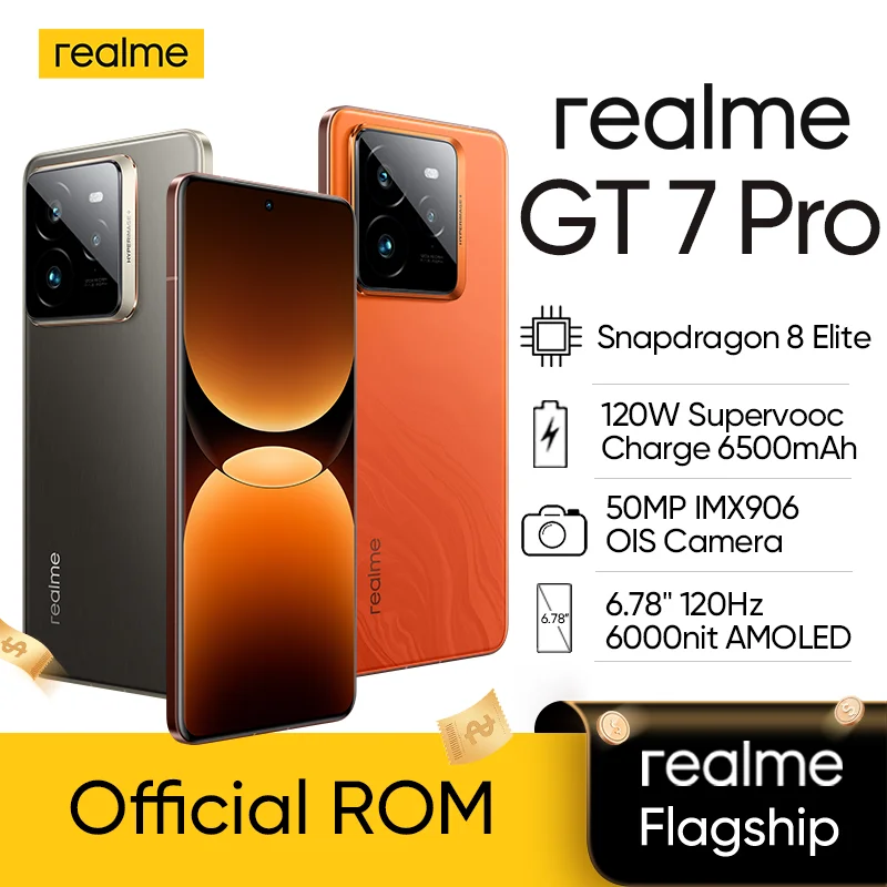 [World Premiere] Unlocked Realme GT7 Pro 6500mAh 120W Supervooc Snapdragon 8 Elite 6.78 Inch AMOLED 50MP Sony IMX906 GT 7 Pro