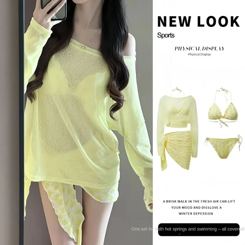 Sexy Pure Desire Bikini New Cover-up Sun Protection Vacation Seaside Split Swimsuit Women's Small Breast Push-up Advanced