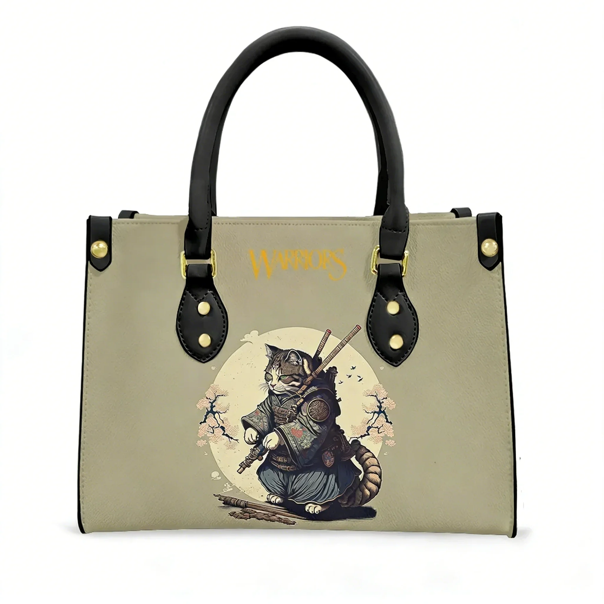 

Cat Warrior Handbag Mens Womens Fashion Personalized Patterns Tote Bag Shoulder Bag Business Commuter Leather Purse Custom Bags
