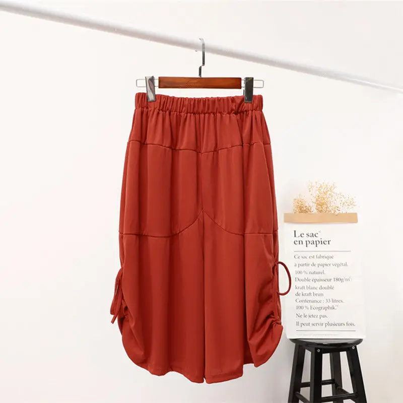 Oversized Women Clothing Summer Loose Shirring Solid Color Elastic Waist Harem Ladies Fashion Loose All-match Pocket Trousers