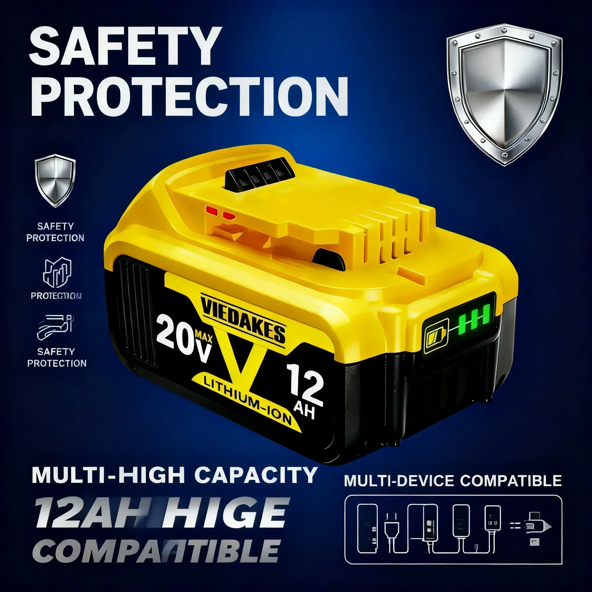 ✅20V 12Ah Battery for DeWalt Power Tools DCF887 DCG405 DCD791 DCF922 20V Lithium Battery Replacement⚡Very Good Tool Battery🔨