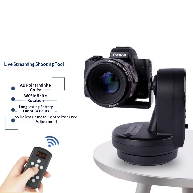 yt-800-motorized-pan-tilt-360°-°-rotacion-control-remoto-24g-carga-de-1kg-7-velocidades-preajuste-ab-2000mah-para-transmision-en-vivo-desde-el-telefono-con-camara