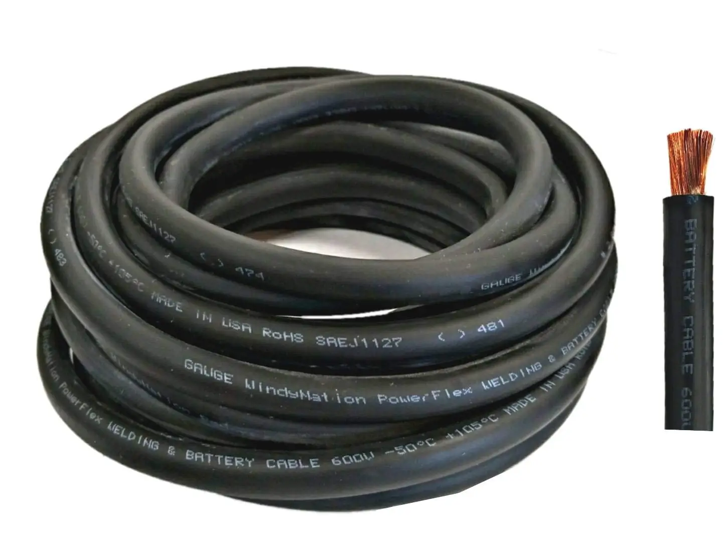 

4 Gauge 20 Feet Black Ultra Flexible Welding Battery Copper Cable Wire for Car Inverter RV Solar