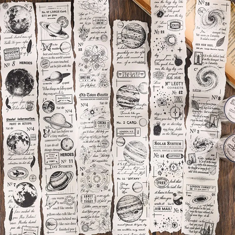 

Vintage Washi Tape Scrapbooking Tape Astronomy Planet Stars Moon Universe Decorative Retro Masking Tape For Scrapbook Craft Kids