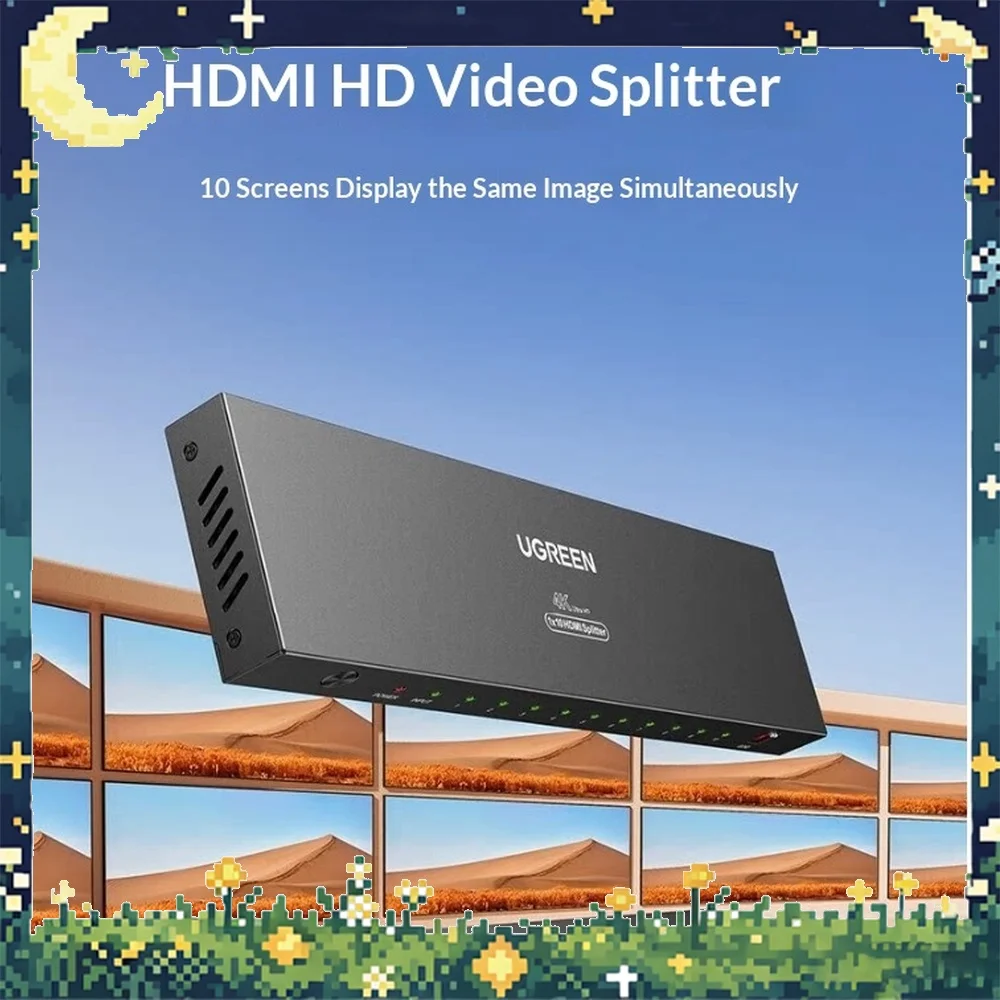 UGREEN 50949 HDMI Splitter 1 in 10 Out 4K HD Video Distribution Amplifier for Monitor TV Projector