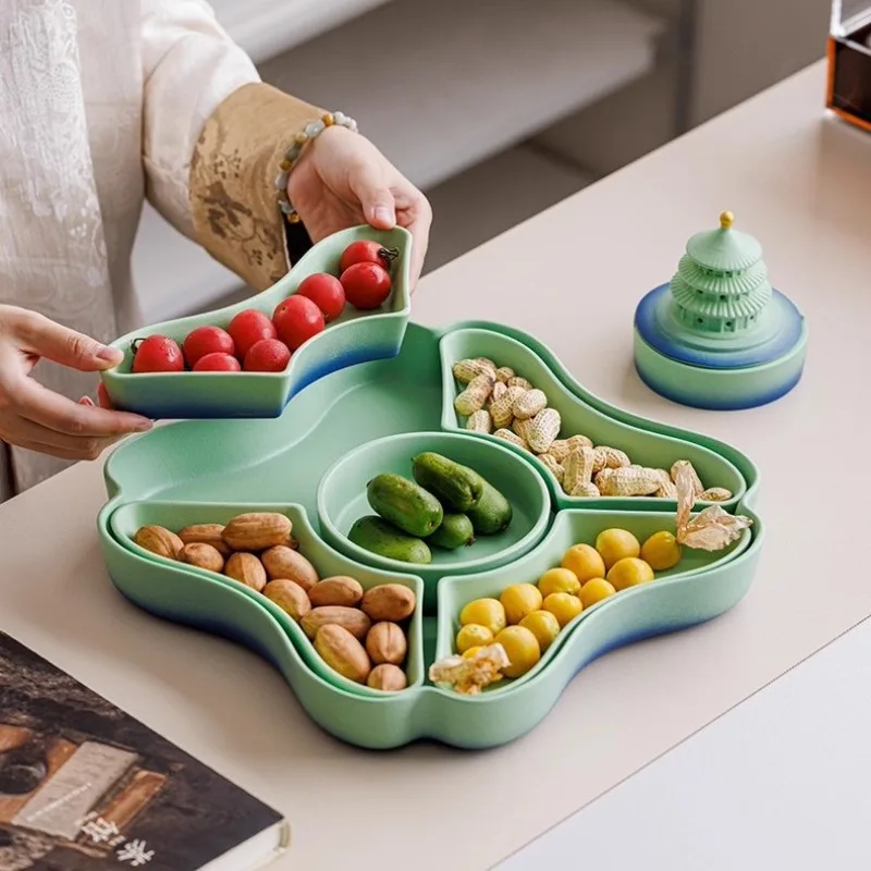 Chinese Afternoon Tea Household Pastry Ceramic Fruit  Dim Sum  Snack Nut Storage