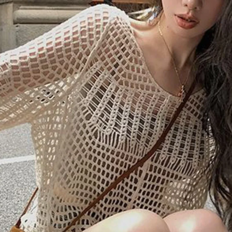 Holle gebreide trui oversized casual Y2k tops slank kort vest kantoor dame Koreaanse mode 2-delige set nieuw 2025 herfst chic