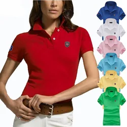 Fashion Clothing High Quality Polos Femme Summer Cotton Womens Polo Shirt Short Sleeve Polo T Shirts Casual Tees Lapel Lady Tops