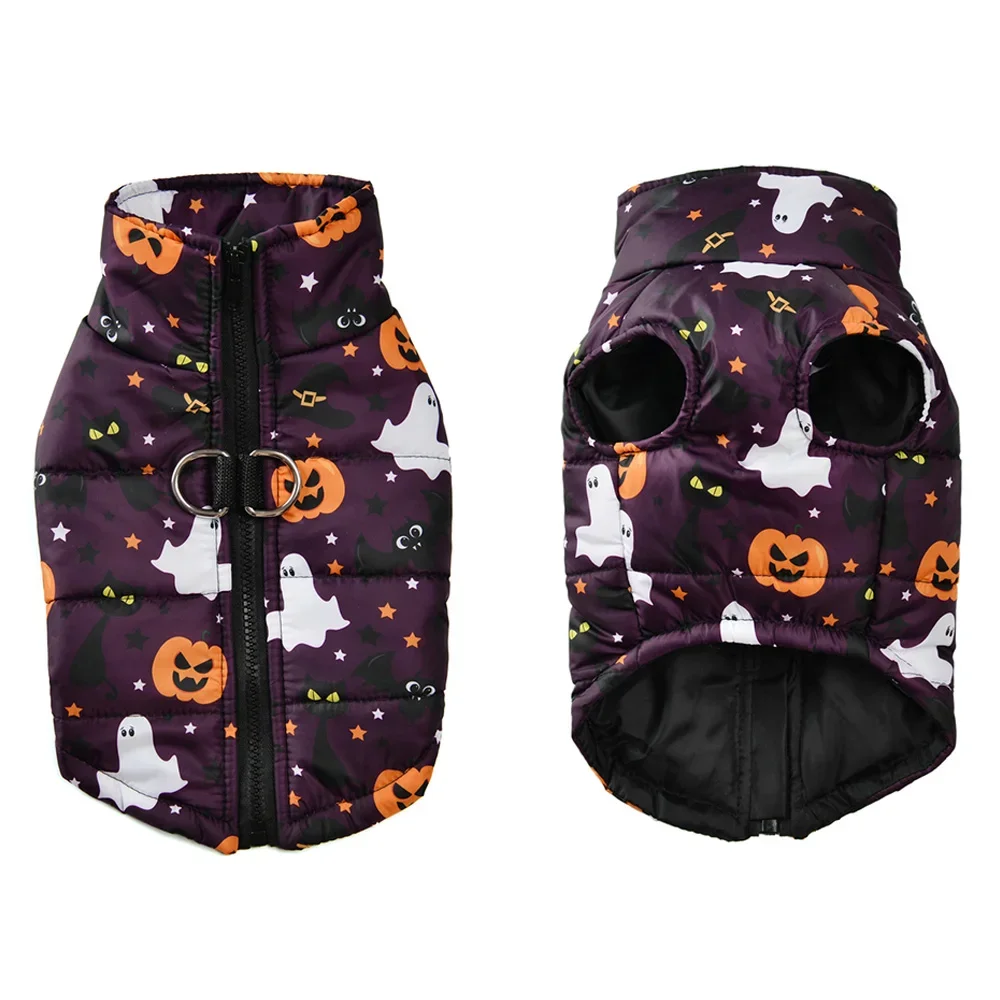 Halloween-Haustierjacke für kleine und mittelgroße Hunde und Katzen, Spinnennetz-Muster, Winter-Outdoor, wasserdicht, warm, Welpenkleidung, Yorkshire-Haustier-Outfits – Detail 12