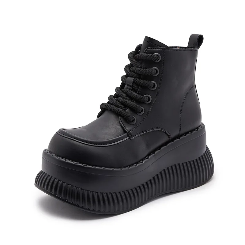 

Весенняя женская обувь на танкетке из микрофибры 8 см, кожаные осенние модные армейские женские ботильоны на молнии, ботильоны