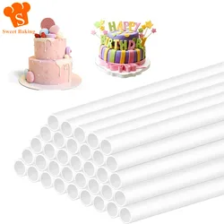 24pcs White Plastic Cake Dowels Rods Reusable Easy Cut Cake Support Straws Sticks Tiered Cake Stand Accessories 21/24/30cm