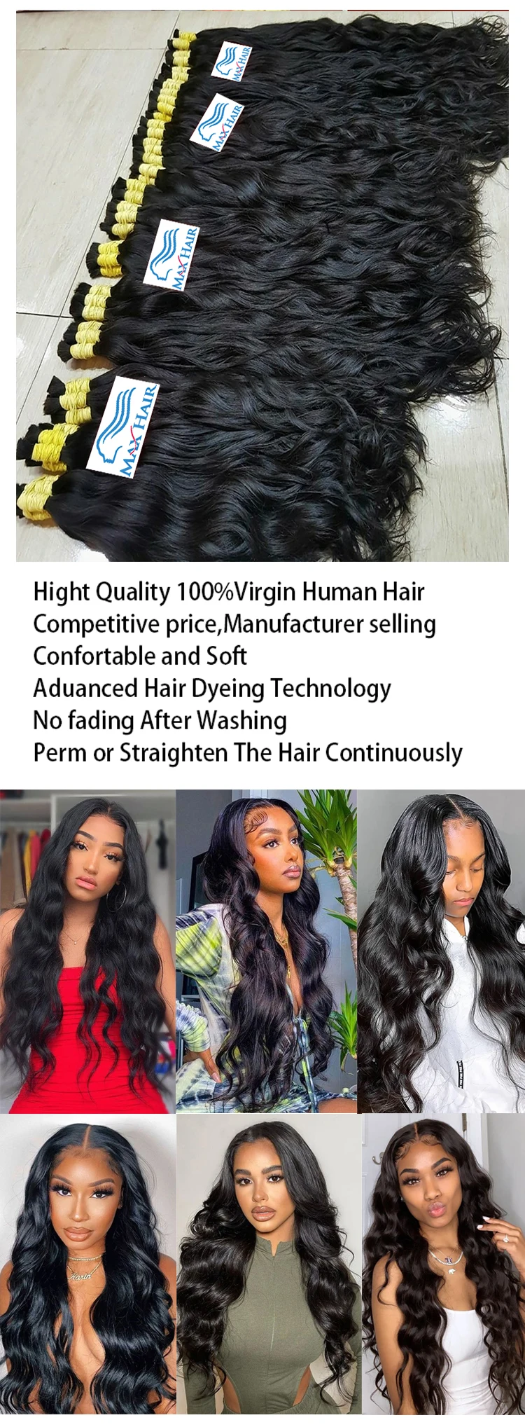 Human Hair Bulk Loose Wave No Weft Hair Bundles For Braiding Deep Hair Braiding Brazilian Natural Black Human Hair Extensions