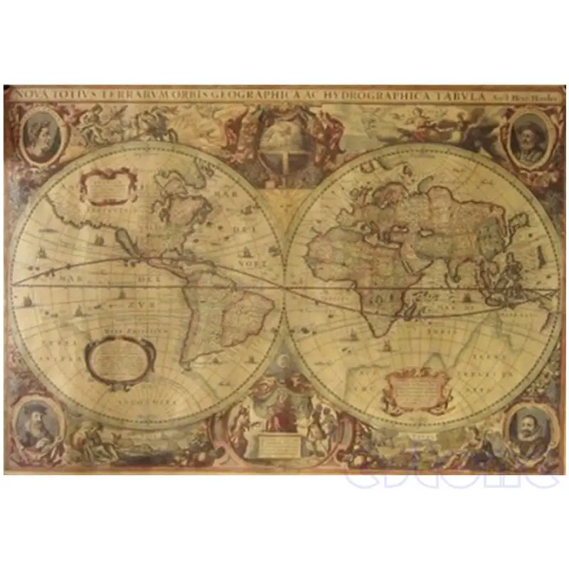 367A 71x50cm Retro Vintage Old Globe World Map Matte Brown Paper Poster Home Decor