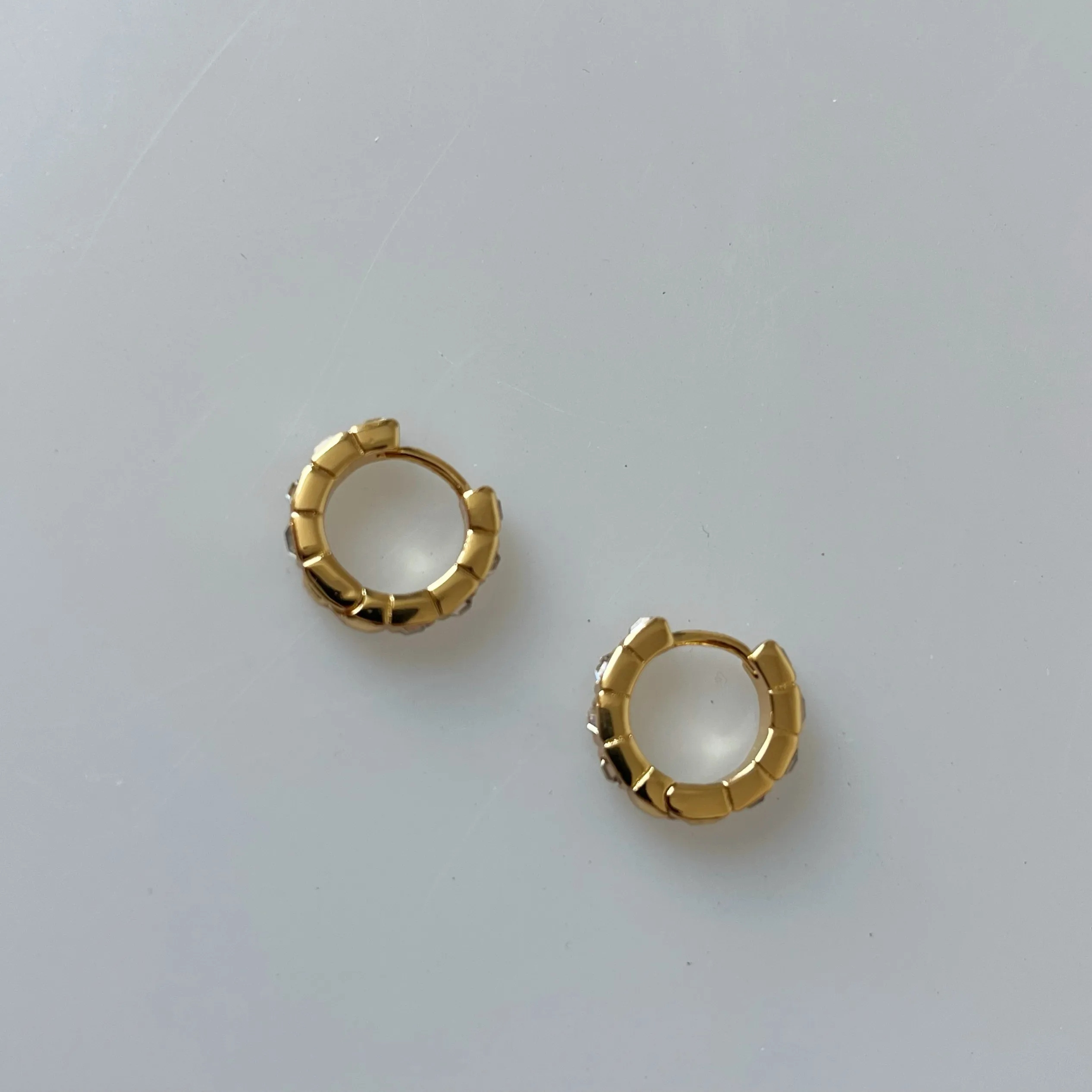Polished Gold Plated Hoop Stud Earrings Simple Classic Style Female Wedding Party Ear Jewelry