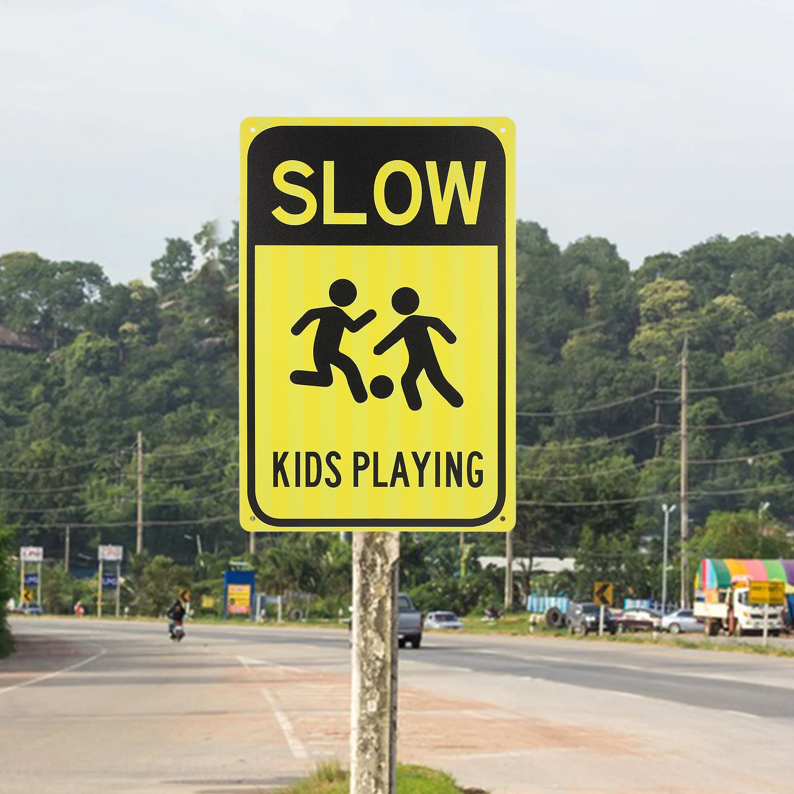 Street Sign Slow Down Play Caution Durable Sign Traffic Safety Warning Convenient Street Signs