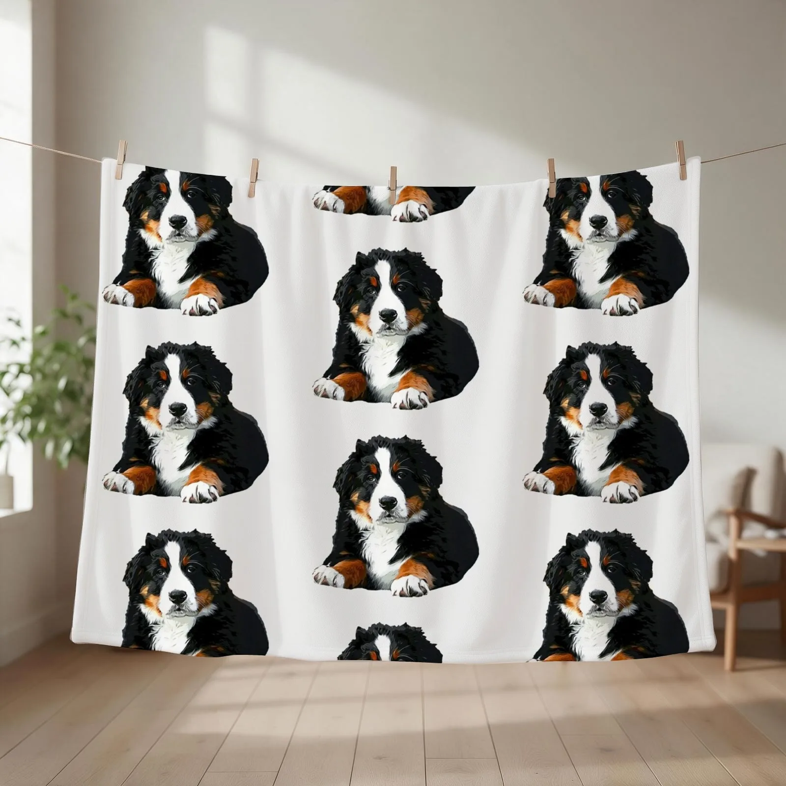 Bernese Mountain Dog Pup! Throw Blanket couch cozy soft plush fuzzy picnic outdoor blanket