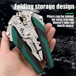 Wire Stripper Foldable Cable Cutter Stripper Pliers Multi-Function Electrician Hand Tool For Wires Cutting Crimping Winding