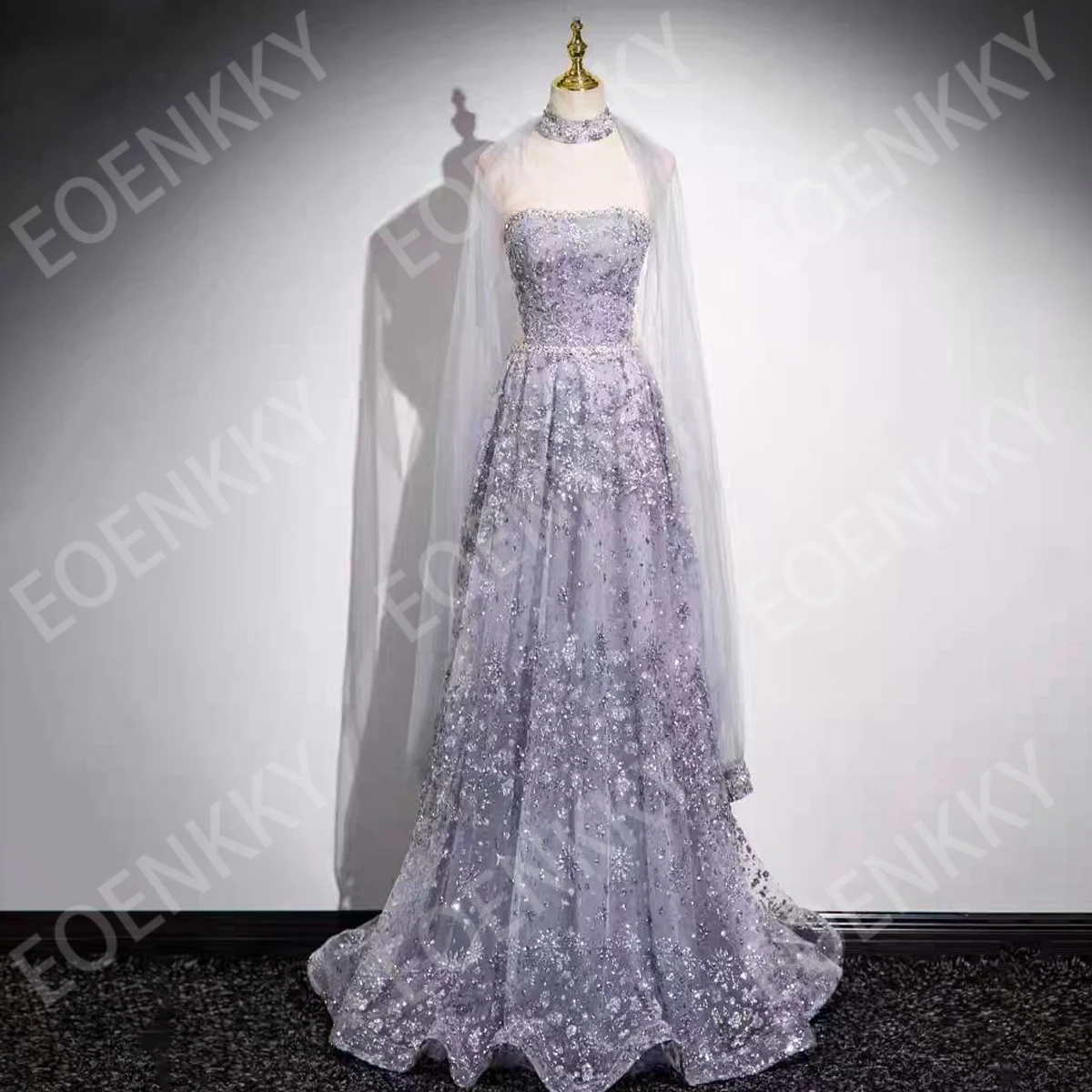 

EOENKKY A Line Evening Dresses Strapless Customized Vintage Off Shoulder Sparkly Party Dress Woman 2026 vestido de fiesta lujo