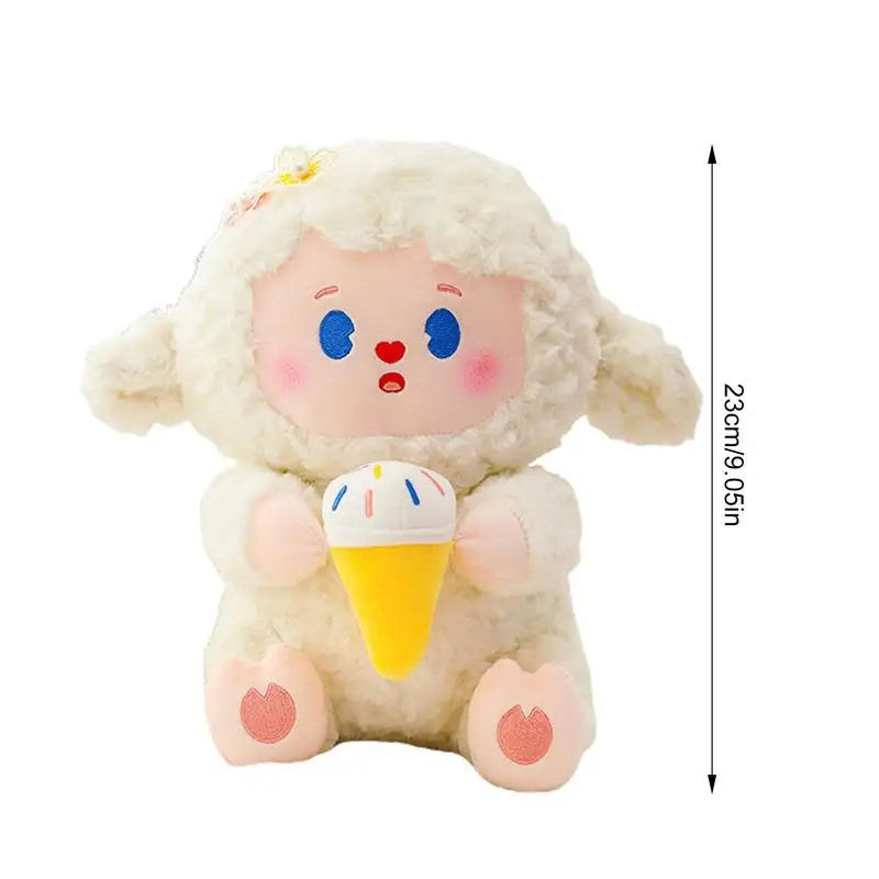 Kawaii Doce Ovelha Recheada Brinquedos de Pelúcia para Crianças, Almofada Macia, Boneca de Cordeiro Bonito, Presentes de Aniversário e Natal, 23cm