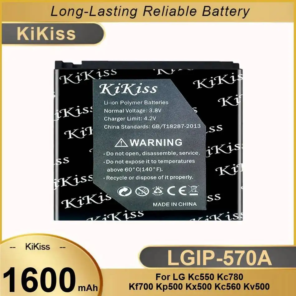 

Reliable Power Supply 1600Mah Lgip-570A For LG KC550 KC780 KF700 KP500 KX500 KC560 KV500 Mobile Phone Battery High-Capacity