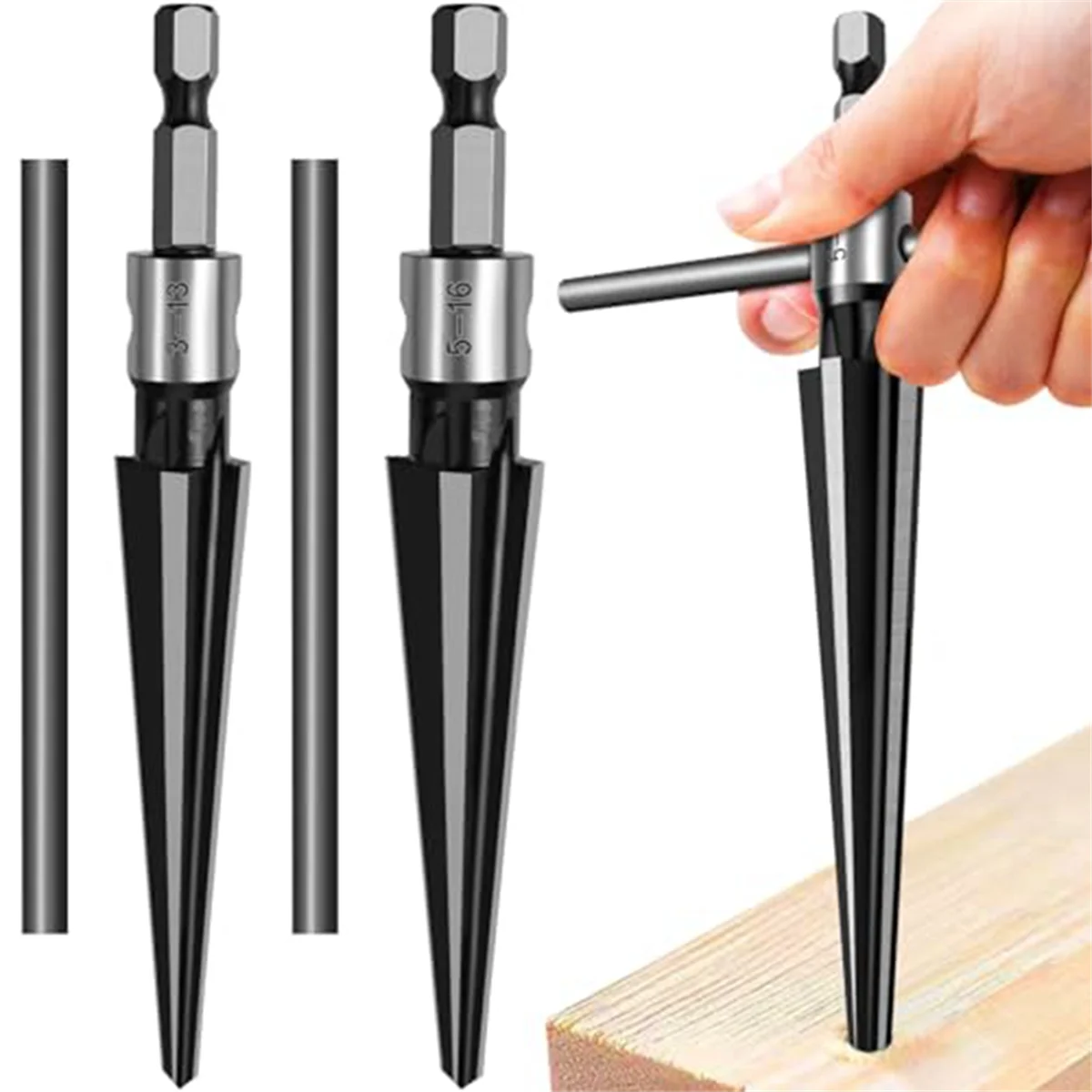 2 Piece Hand/Drill Bit 2 Purposetapered Reamer 6 Slot Hex Reamer 5-16mm / 3-13mm TaperedB84B