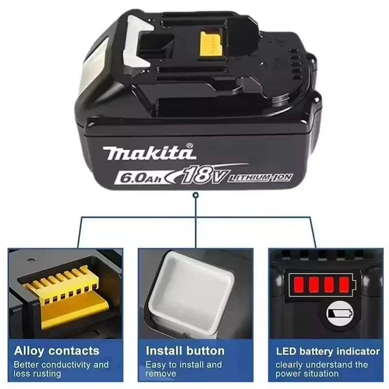 👍🏻 100% original makita 18v 6ah bateria recarregável makita bl1830 bl1830b bl1840 bl1840b bl1850 bl1850b bateria de ferramentas elétricas 🔥