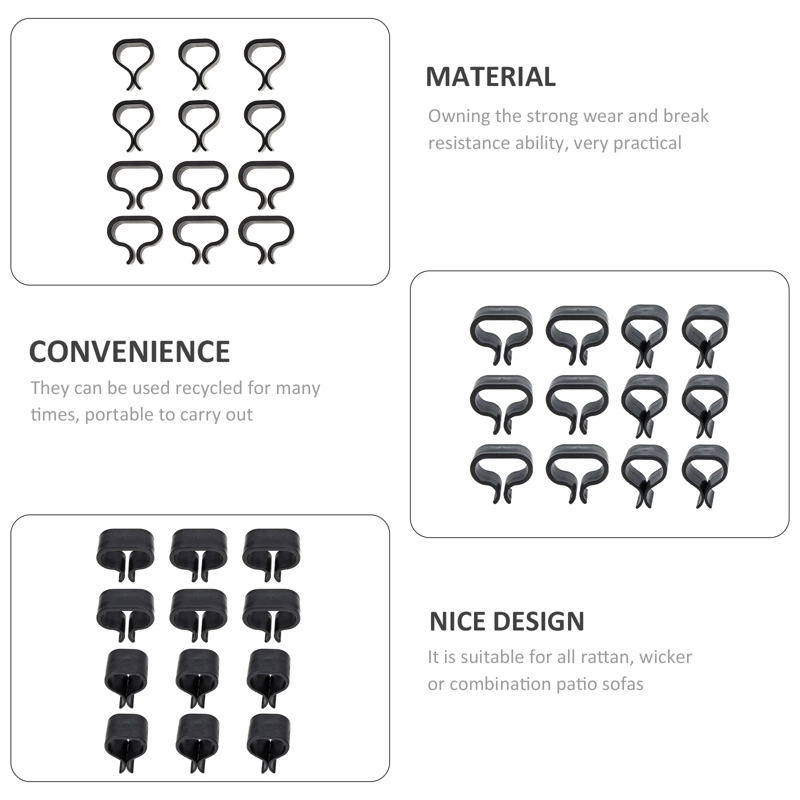 

12Pcs Rattan Furniture Clips Resistant Outdoor Wicker Sofa Fasteners Patio Sectional Furniture Alignment Clips