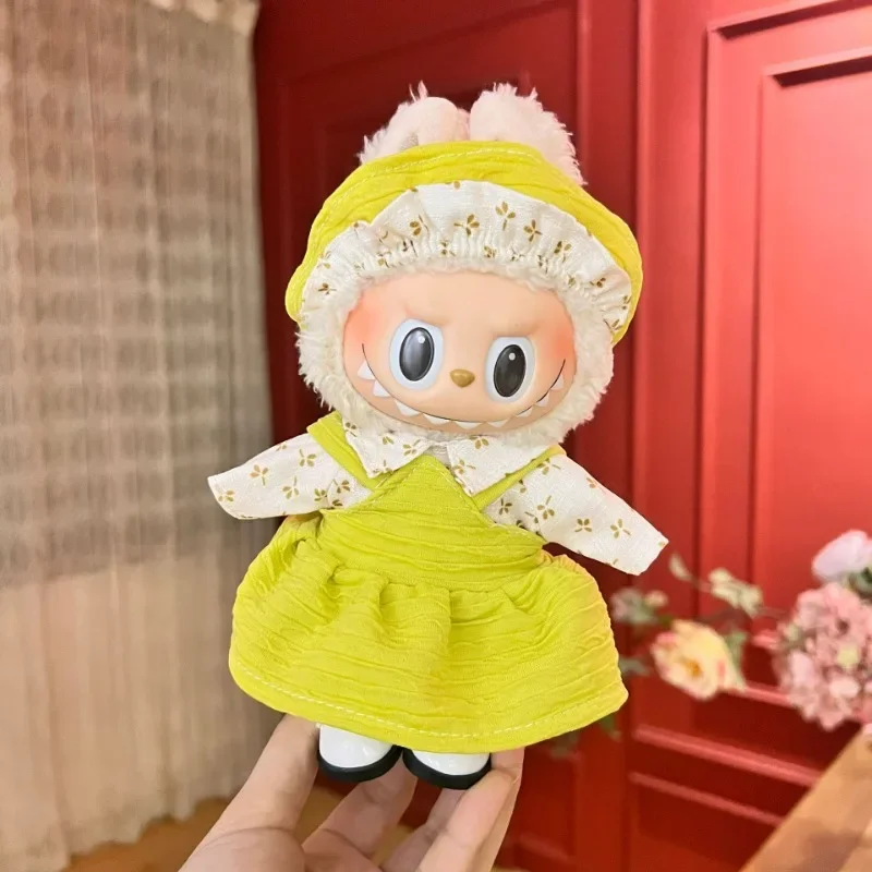 

Одежда 17 см для Labubu Youth Vitality Set Желтая майка Юбка Юбка с цветком авокадо Розовый конфетный милый стильный комплект