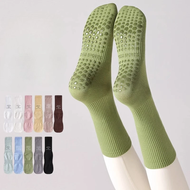 

Спортивные носки с буквенным принтом, женские напольные носки для фитнеса, бега, пилатеса, профессиональные силиконовые нескользящие носки для тренировок в помещении, йоги