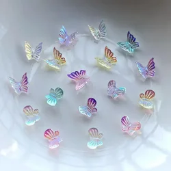 Lovely Aurora crystal ice through butterfly DIY Nail earrings jewelry decoration Rhinestone Wedding Decoration resin crafts