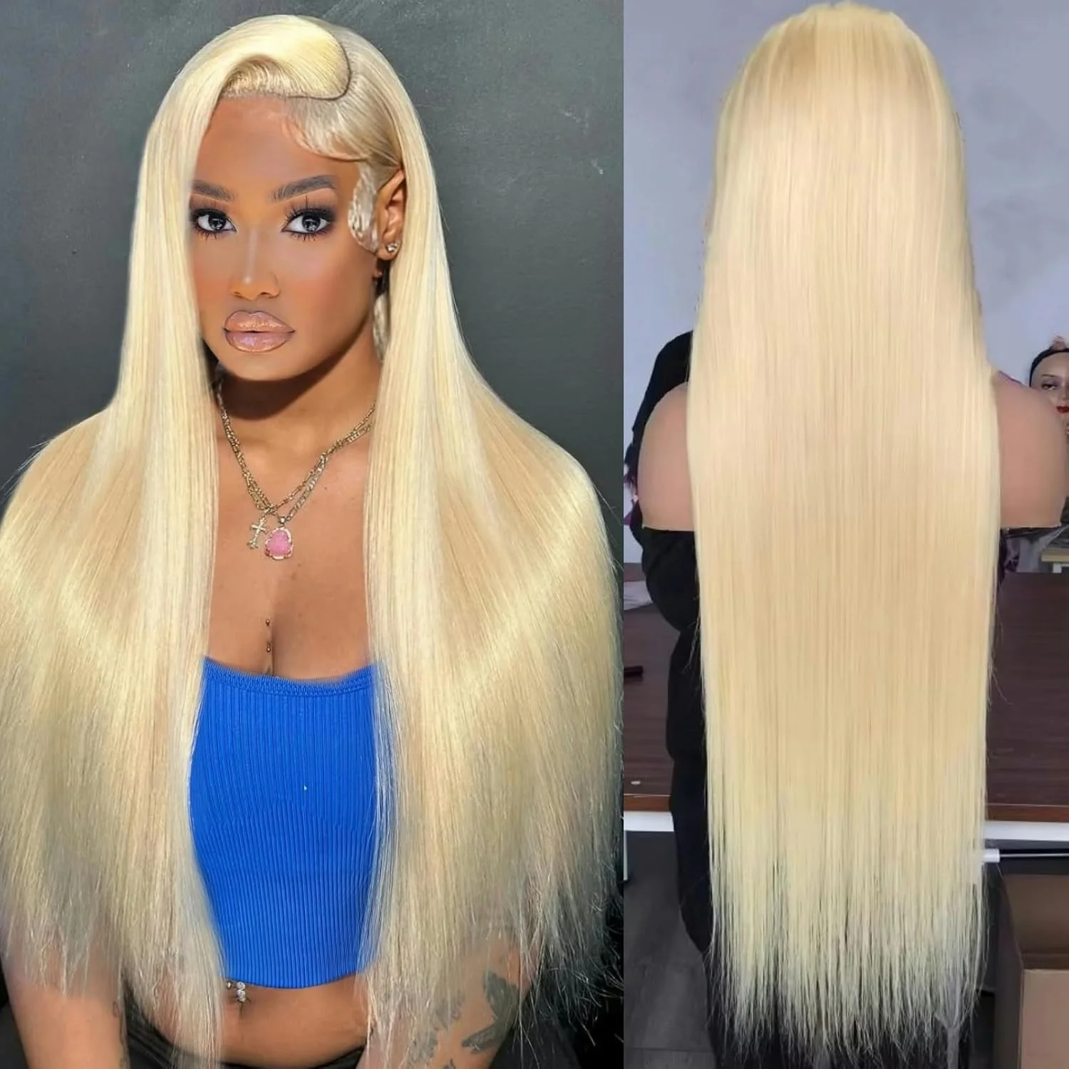 

#613 Lace Front Wig Human Hair 30 inch Blonde Wig Human Hair 13x6 Straight Lace Front Wig 200 Density Pre-Plucked For Women