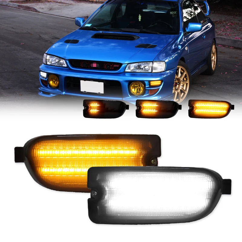 

2 шт. автомобильные указатели поворота, замена светодиодных дневных ходовых огней для Subaru Impreza 1999-2001 гг. (белый светодиодный DRL/янтарный мигающий указатель поворота